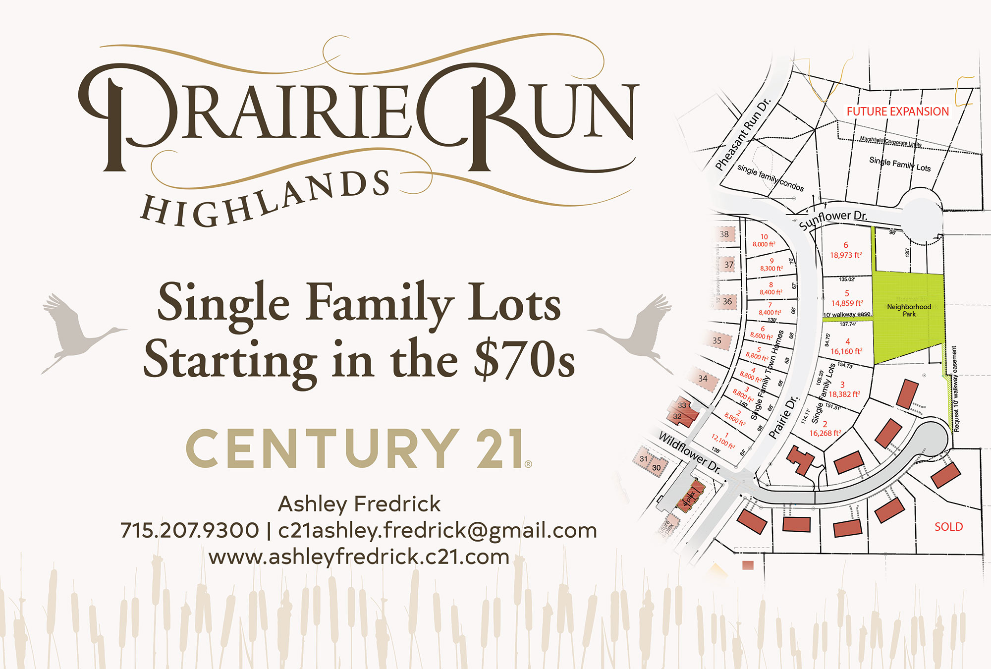 Prairie Run Highlands existing infrastructure and lot map. Single family lots starting in the $70,000’s.